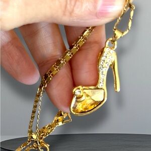 Gold High Heel Pendant Necklace, Mothers Day Gift, Stiletto Crystal heel